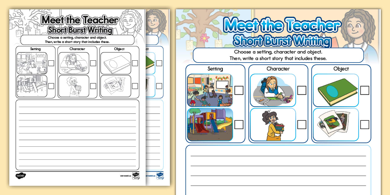 Meet the Teacher Short Burst Writing Template - Twinkl