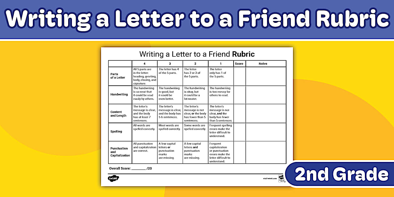 Second Grade Friendly Letter Writing Rubric