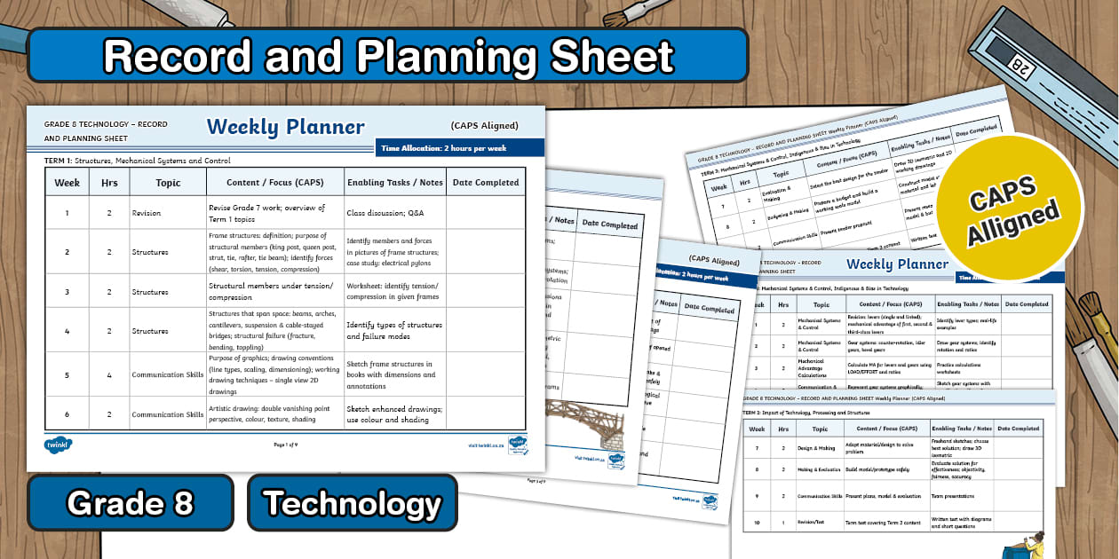 Grade 8 Technology - Record and Planning Sheet