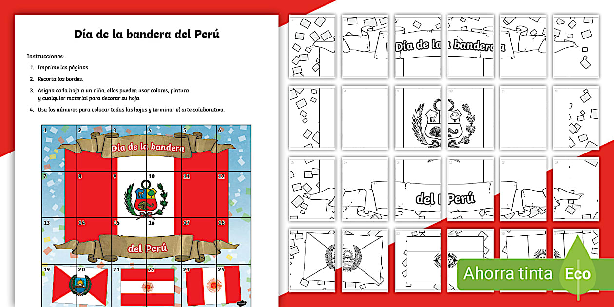 Bandera del Perú para colorear (teacher made) - Twinkl