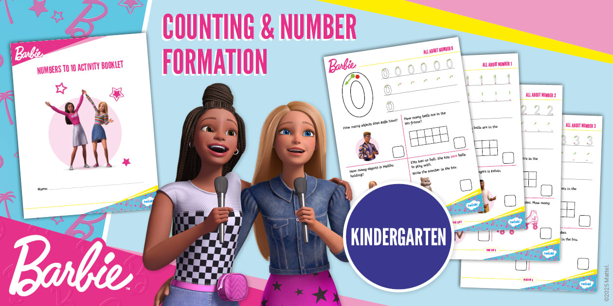 Barbie: Numbers 0-10 Counting & Number Formation Booklet