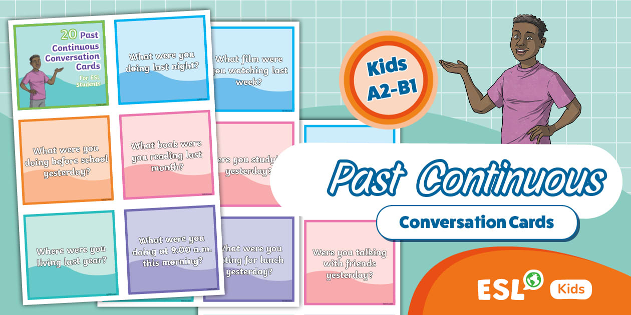 ESL Past Continuous Conversation Cards {Kids}