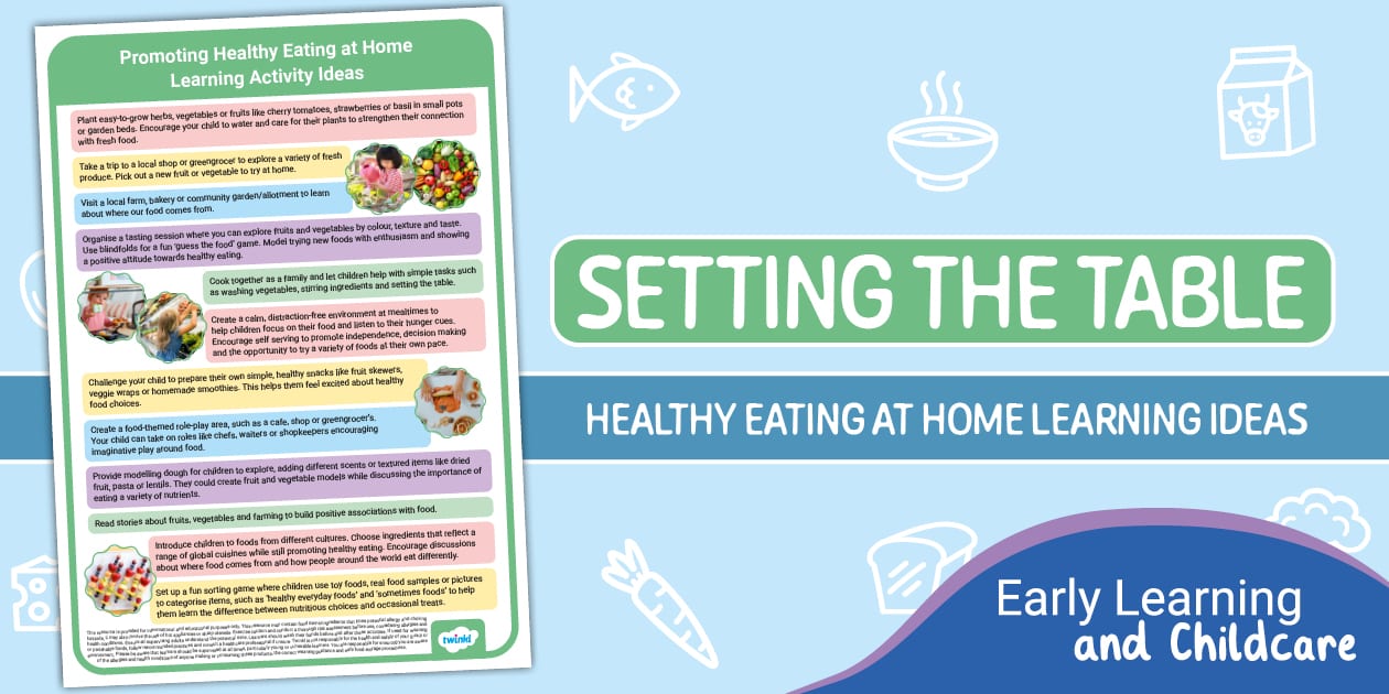 Promoting Healthy Eating at Home Learning Ideas