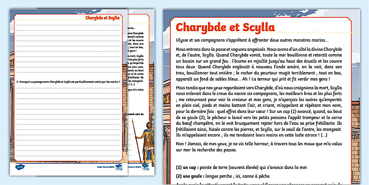 Compréhension écrite sur l'Odyssée (teacher made)