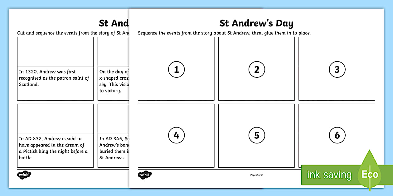 Sequencing - St Andrew’s Day Worksheet (teacher made)