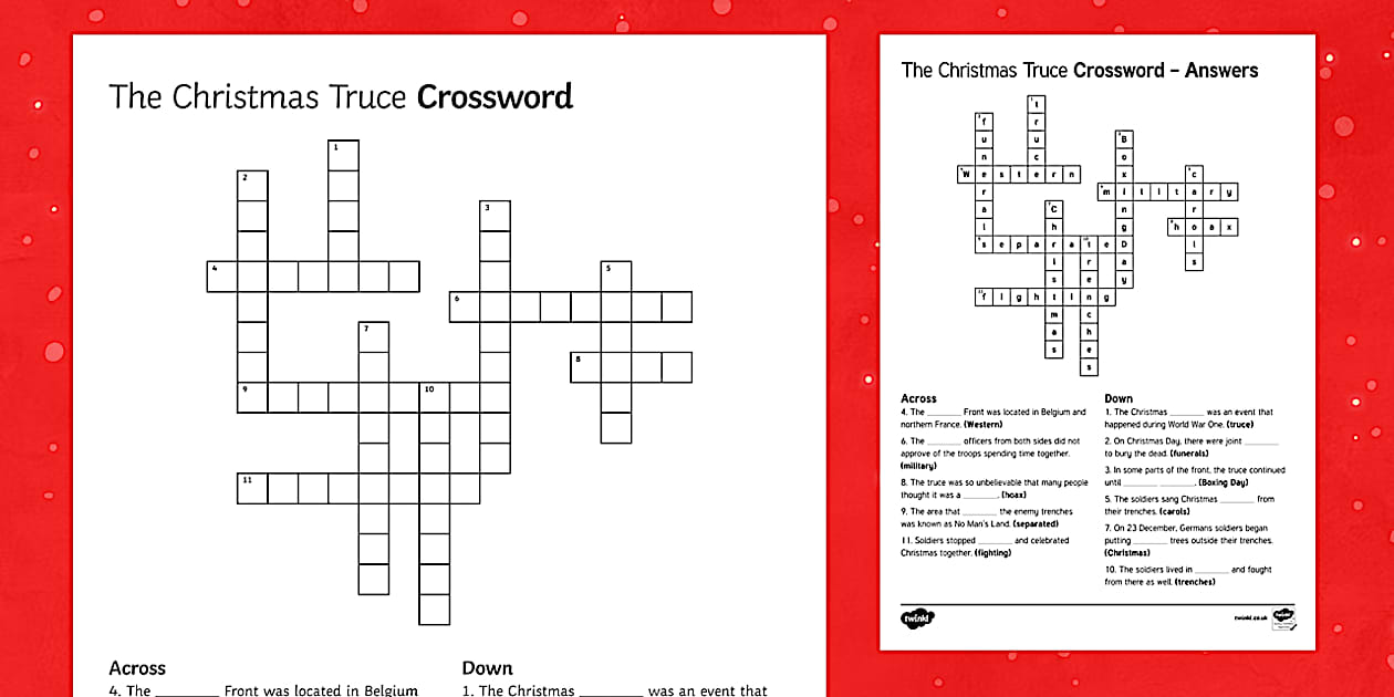 The Christmas Truce 1914 Crossword