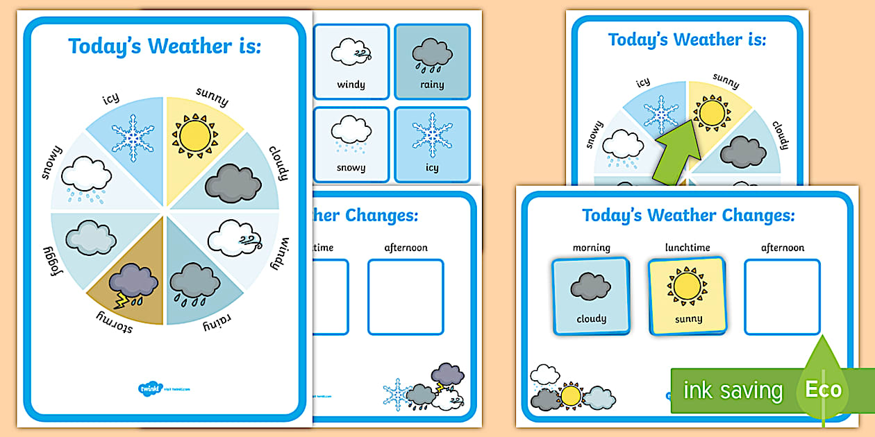 Black and White Today's Weather Display Chart and Daily Record Sheet