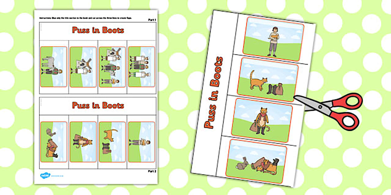 Black and White Puss in Boots Story Writing Flap Book