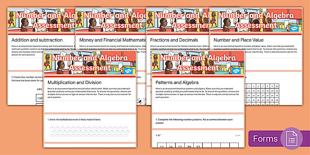 Year 4 Number and Algebra Assessment Pack Google Forms