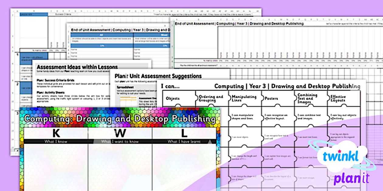 Computing: Drawing and Desktop Publishing Year 3 Unit Assessment Pack