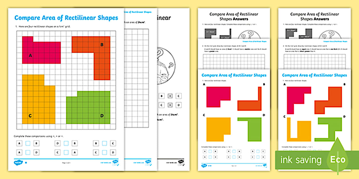 Area of Rectilinear Shapes Differentiated Worksheets