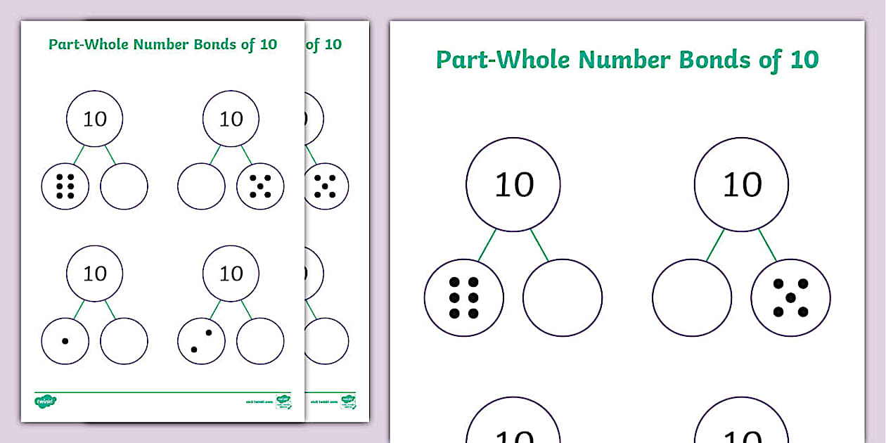 Editable Part-Whole Number Bonds to 10 Activity - Twinkl