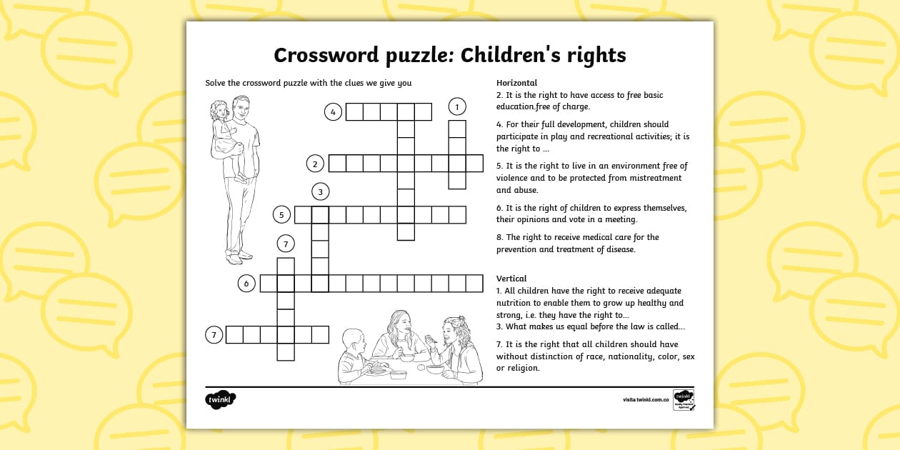 Crossword puzzle: Children #39 s rights (teacher made) Twinkl