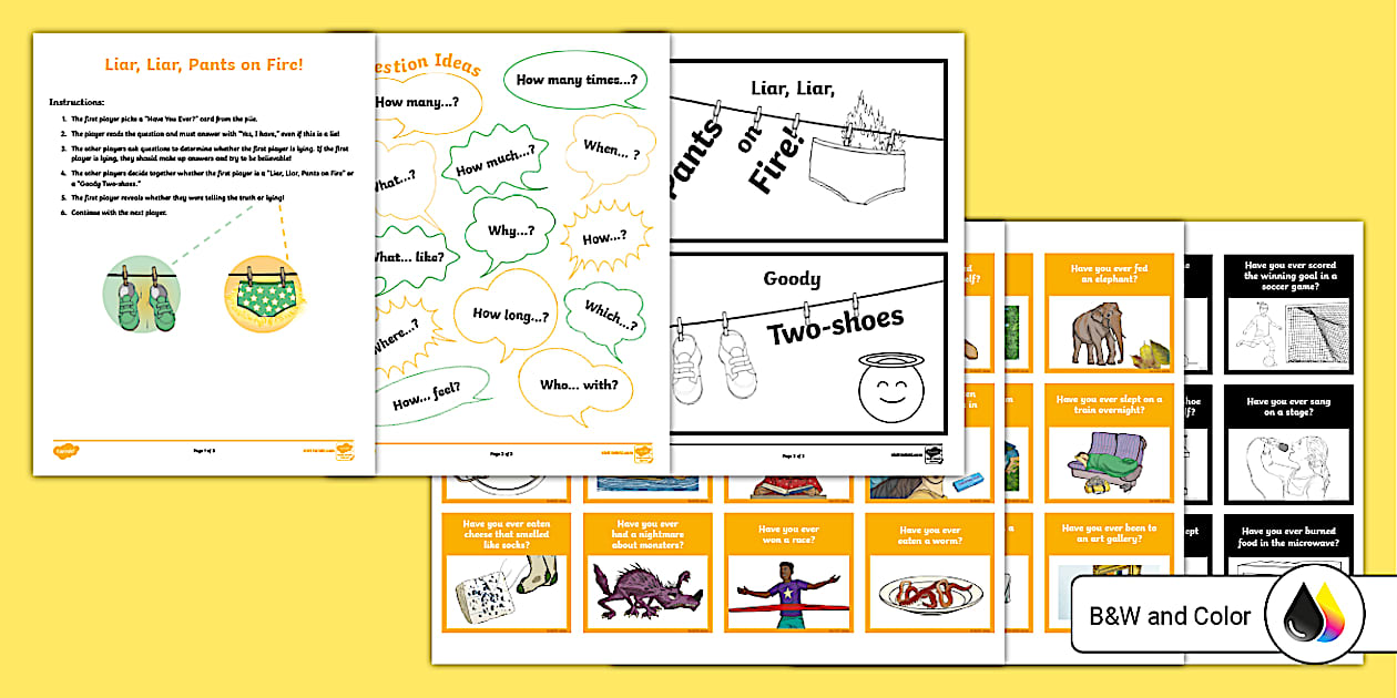 Liar, Liar, Pants on Fire Game (teacher made) - Twinkl