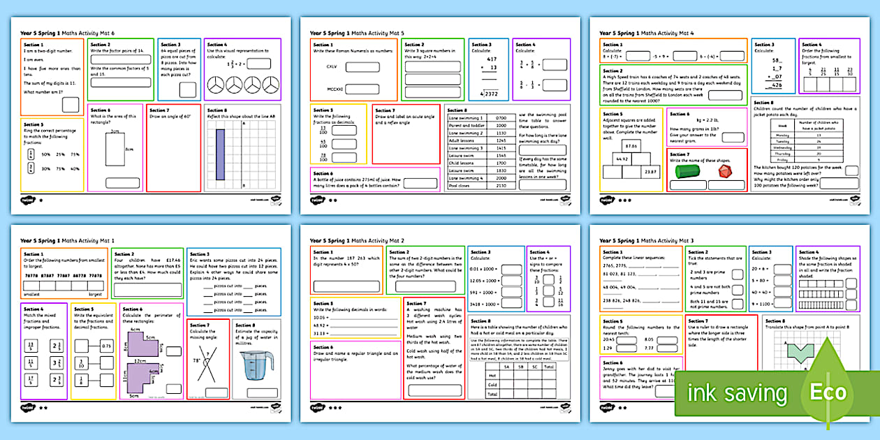 Year 5 Spring 1 Maths Activity Mats (teacher made) - Twinkl