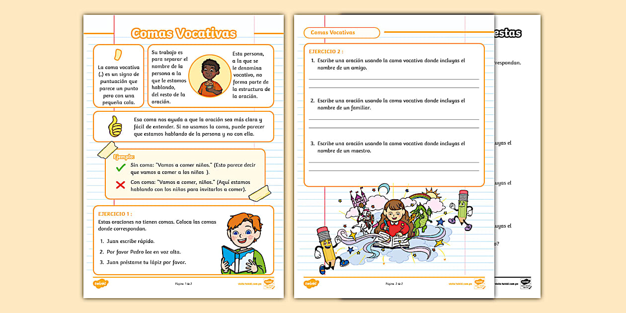 Ficha de actividad: Uso de comas vocativas (teacher made)