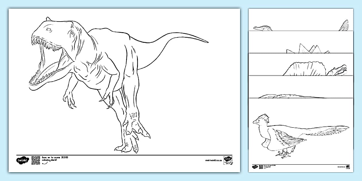 Dinosaur Colouring pages (teacher made) - Twinkl
