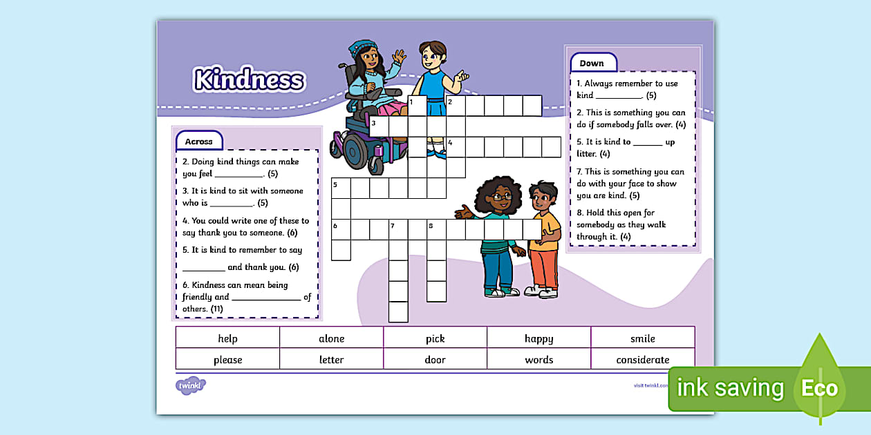 Kindness Crossword Clue World Kindness Day Twinkl KS1