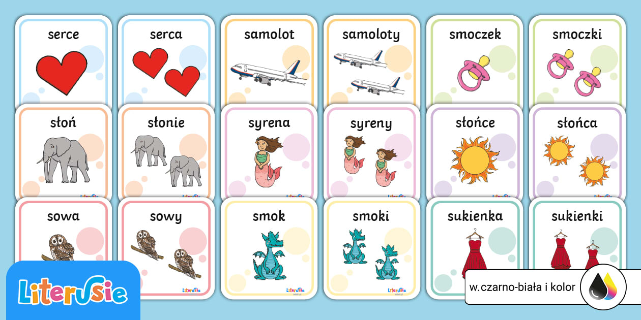 Literuś S | Liczba pojedyncza i mnoga | Memory - Twinkl