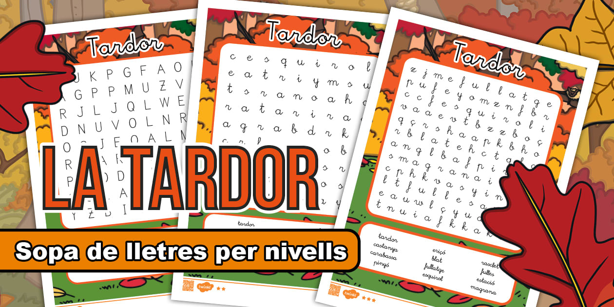 Sopa de lletres per nivells: La tardor - Català