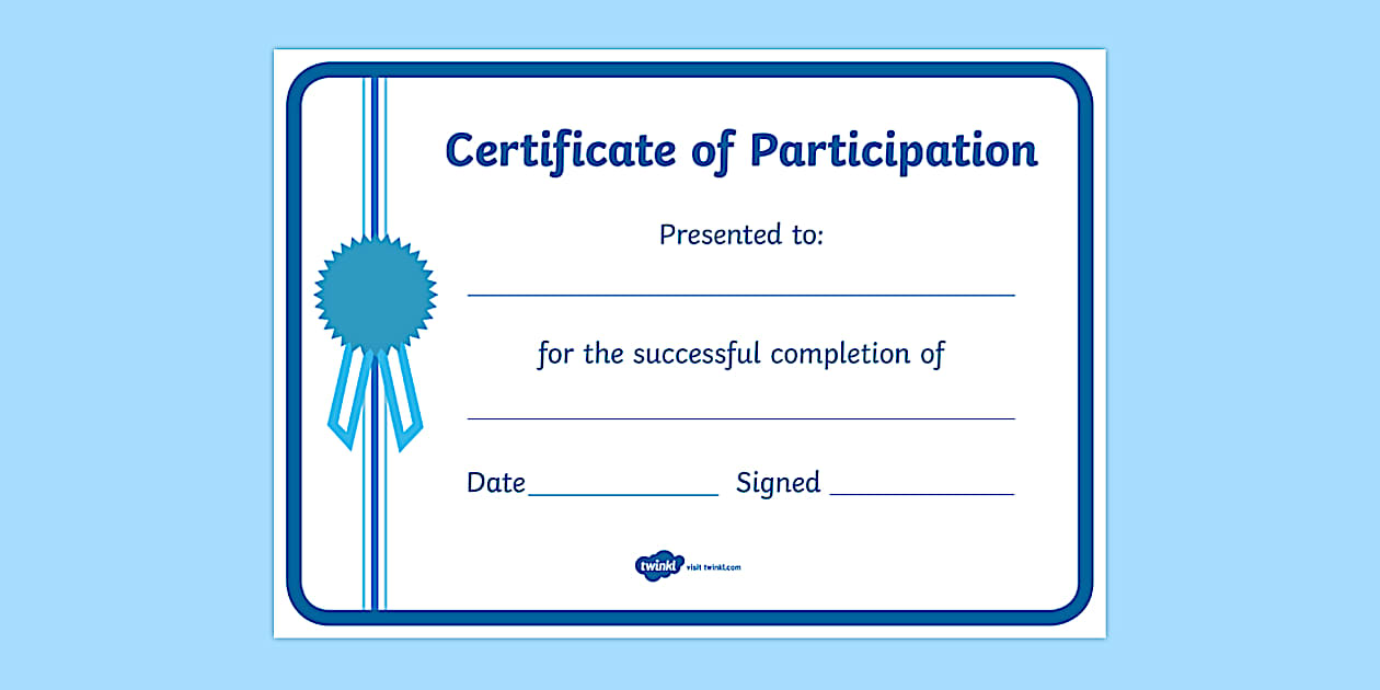 Editable Reward for Participation Certificate (teacher made)