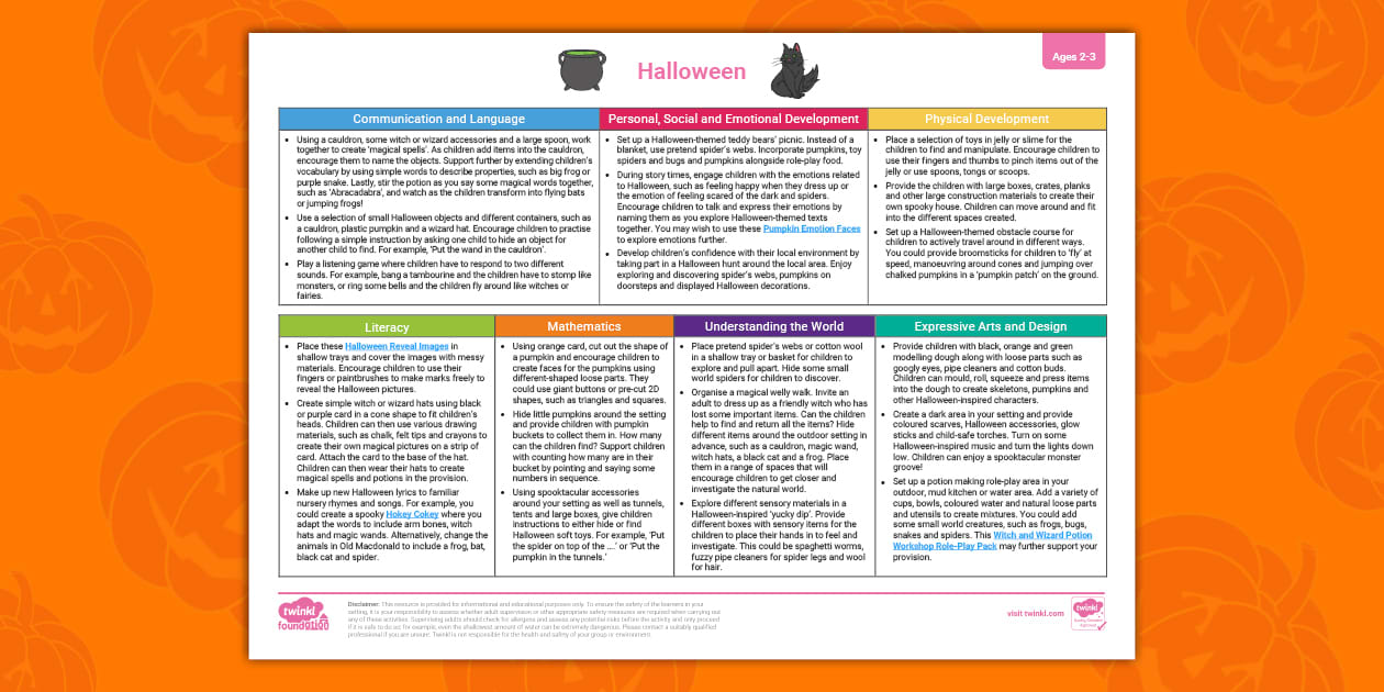 * NEW * EYFS Ages 2-3 Topic Planning Web: Halloween | Twinkl
