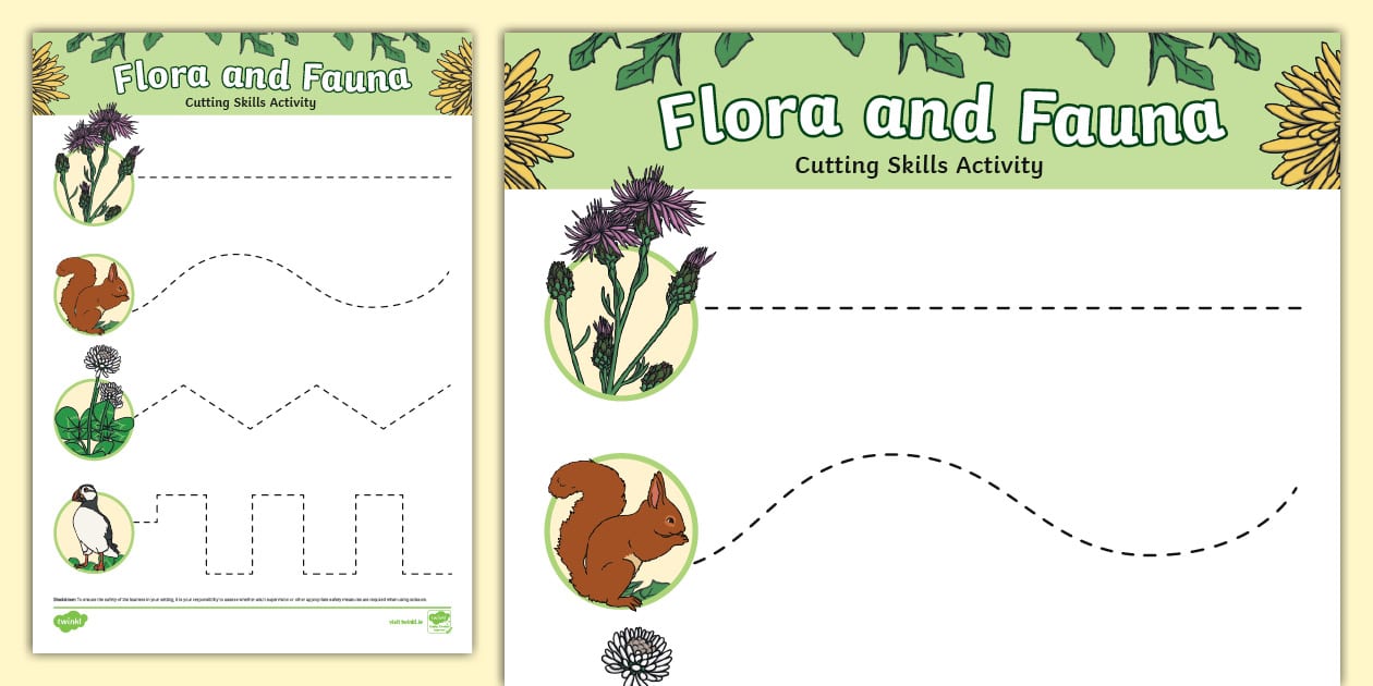 Flora And Fauna Themed Cutting Skills Activity Twinkl Flora and fauna themed cutting skills activity twinkl