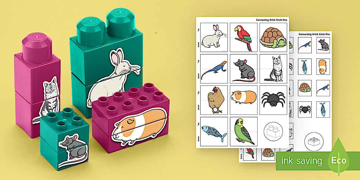 Pets Matching Connecting Bricks Game - Twinkl