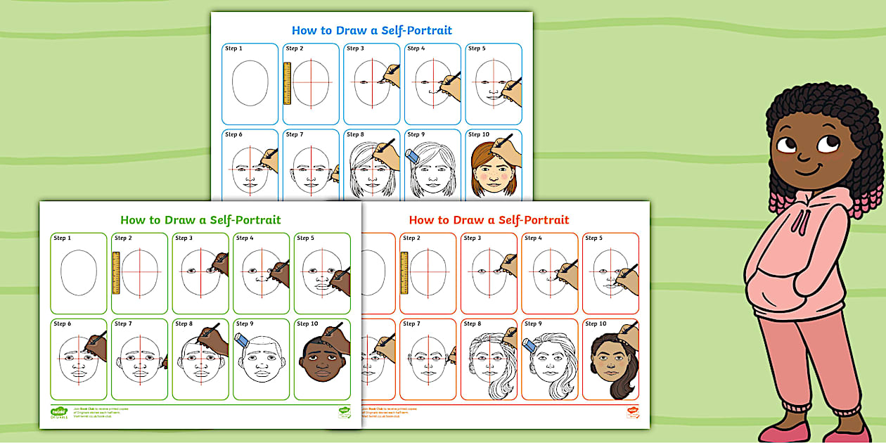 Editable Step By Step Self Portrait Instruction Sheet