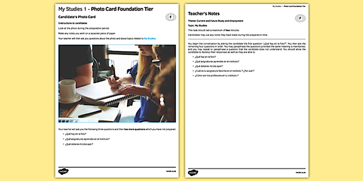 My Studies 1 Photo Card Foundation Tier