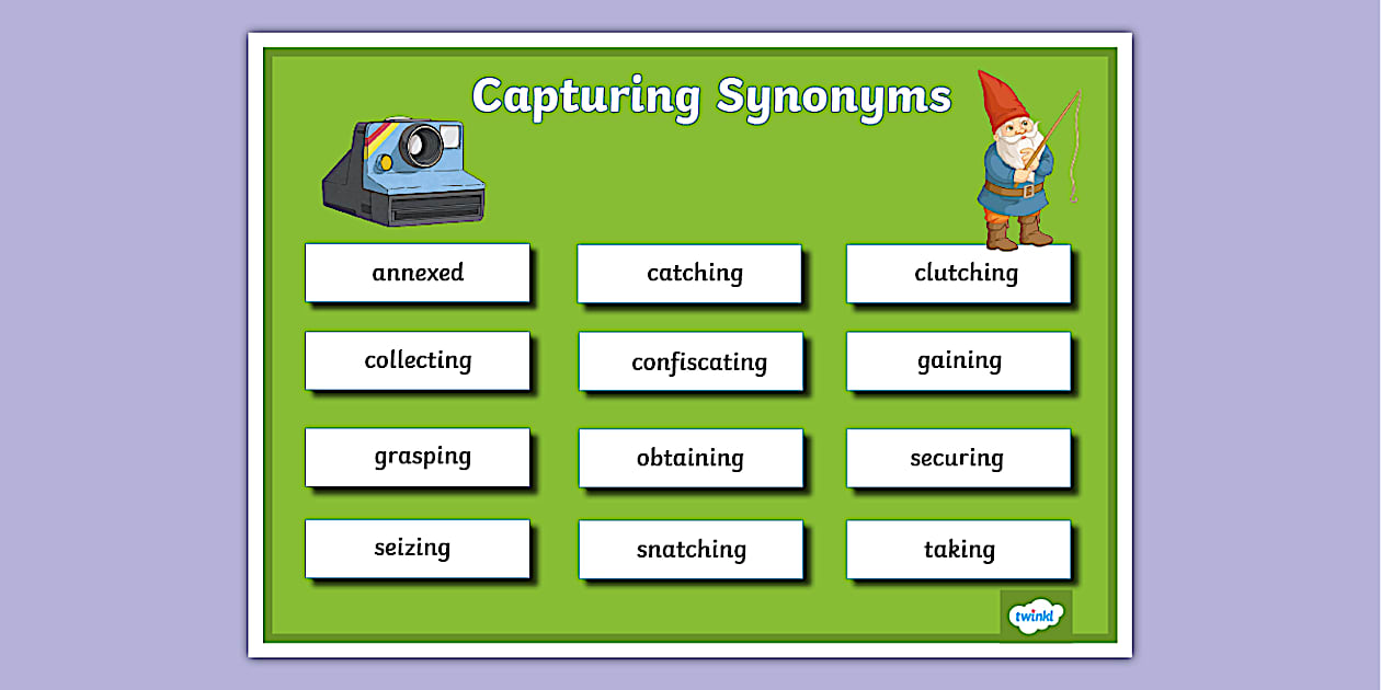 Synonyms for Capturing Word Mat (teacher made) Twinkl