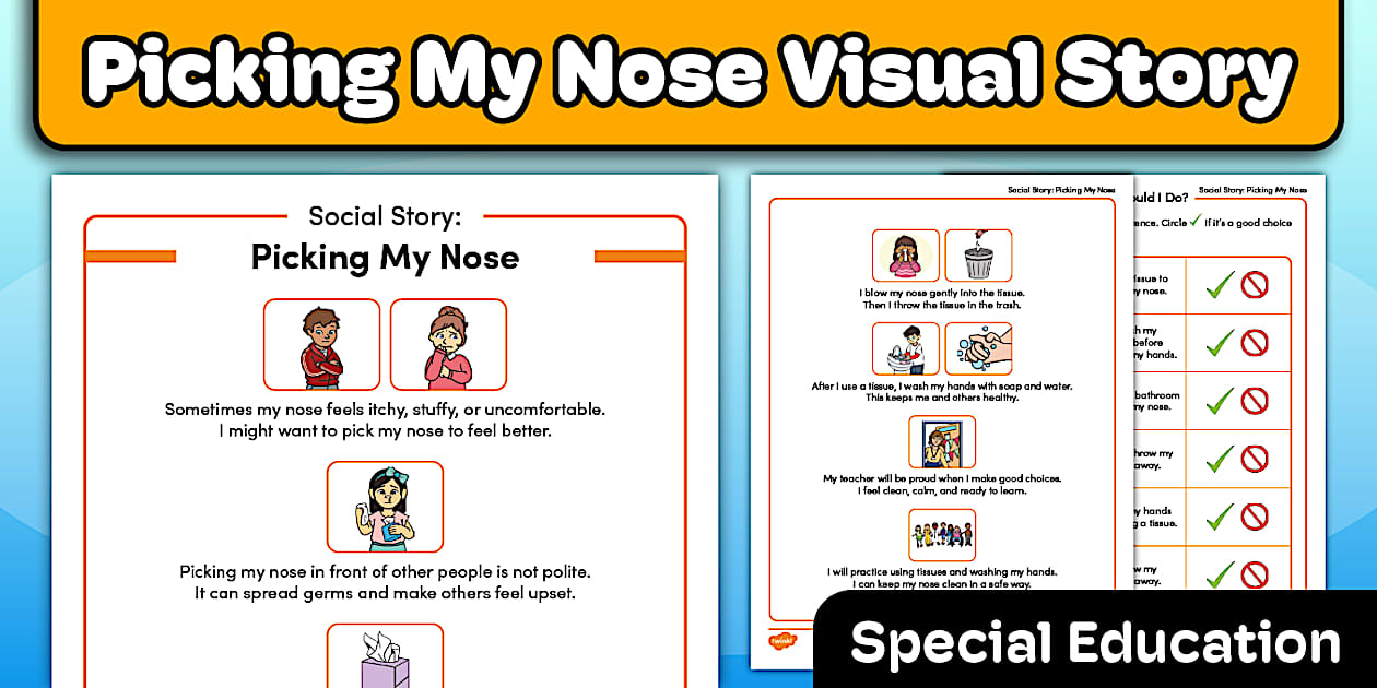 Picking My Nose Visual Social Story for Special Education