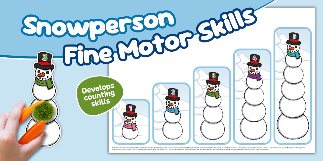 Snowperson Fine Motor Skills Number Activity Twinkl