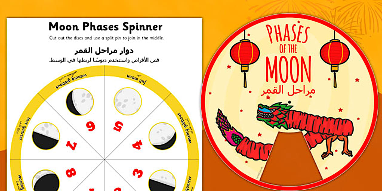 Black and White Chinese New Year Themed Phases of the Moon Visual Aid ...