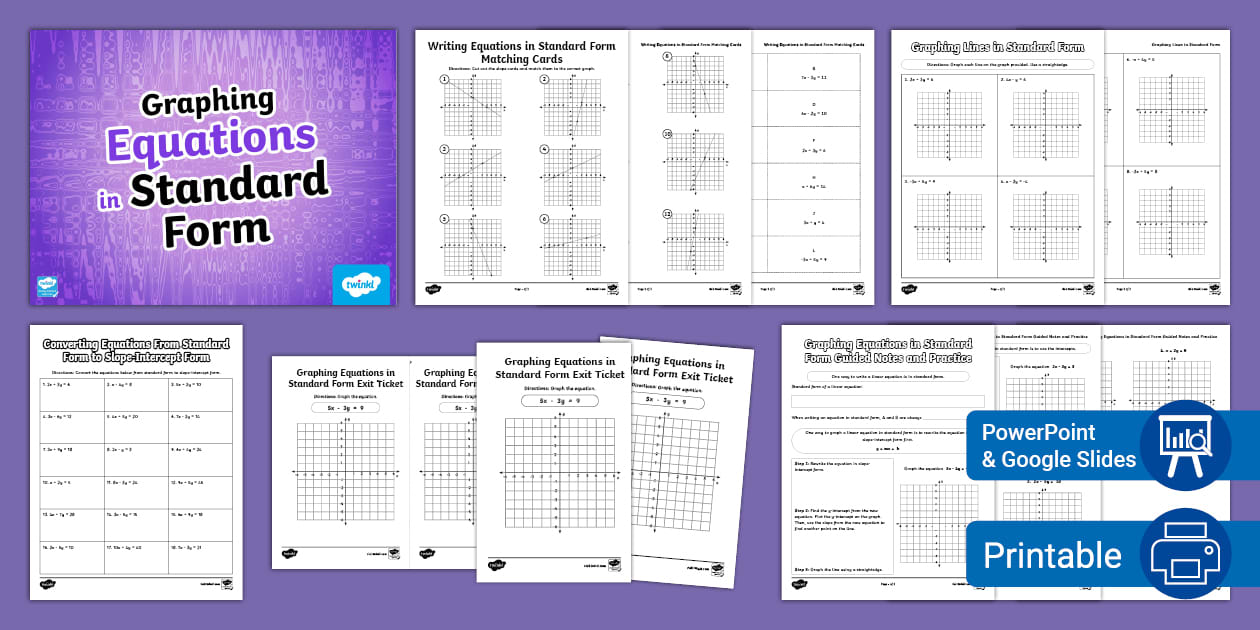 Eighth Grade Graphing Equations in Standard Form Lesson Pack image.