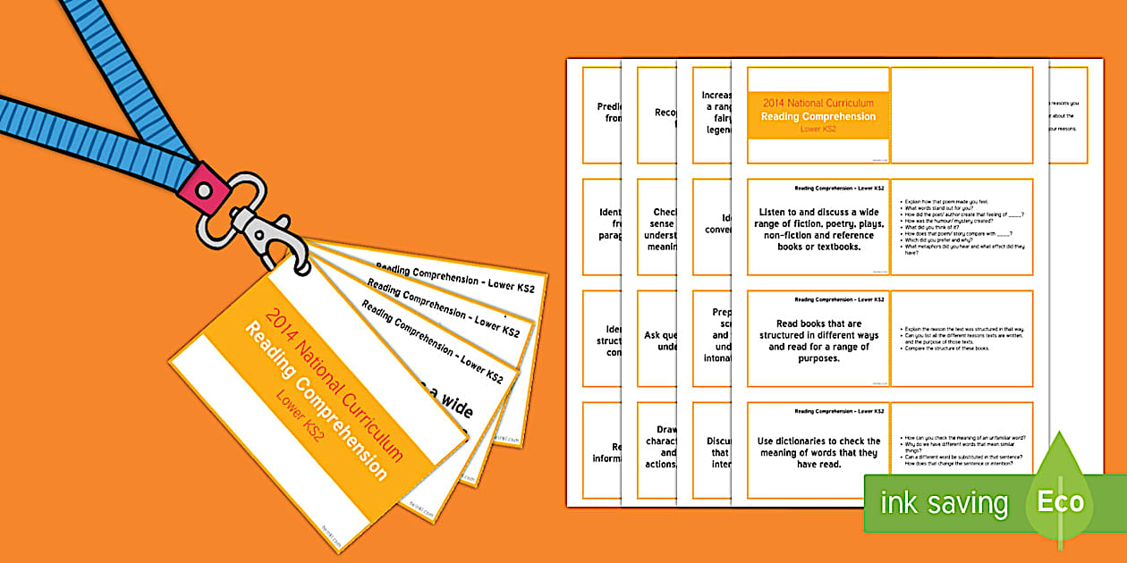 Editable Lower KS2 Lanyard Sized Reading Comprehension Objectives Cards