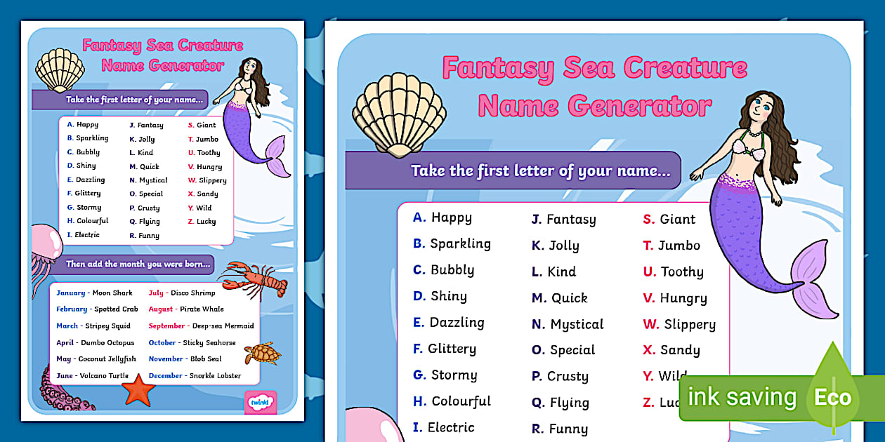 Fantasy Sea Creature Name Generator Poster