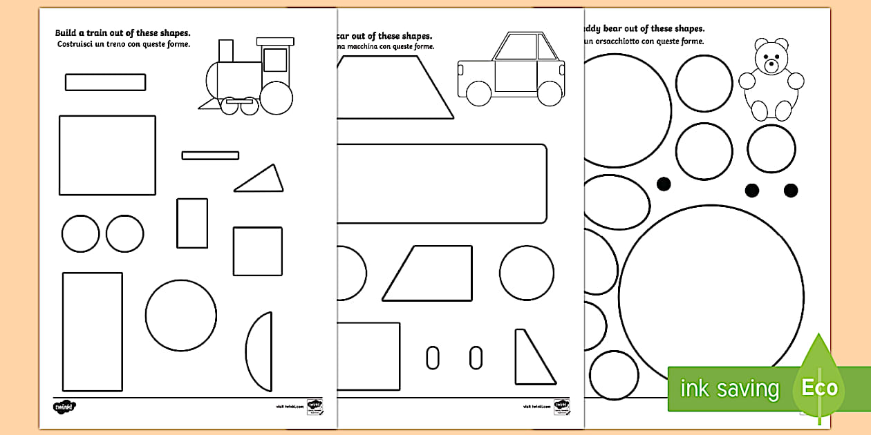 Shape Building Worksheet / Worksheet English/Italian - Shape Building