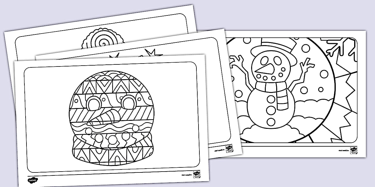 Snowpeople Mindfulness Colouring Pages - Twinkl