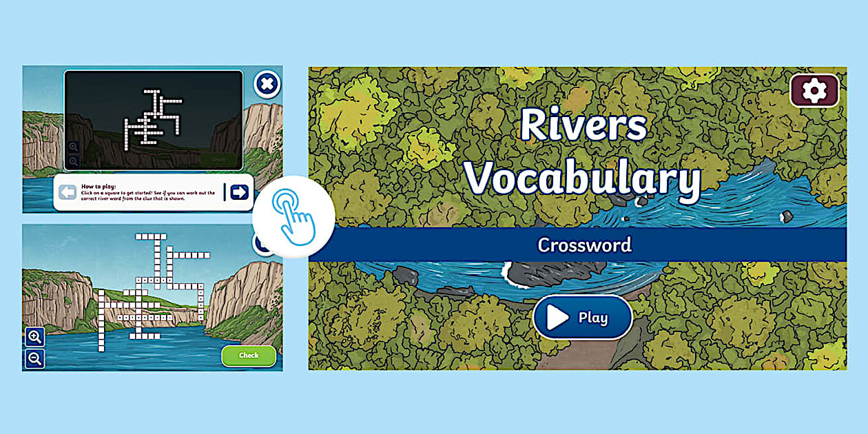 Rivers Vocabulary Interactive Crossword (teacher made)