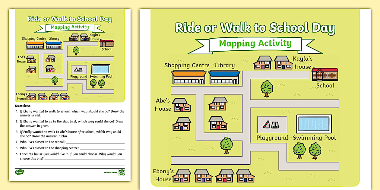Target Mapping School Rag Ride or Walk to School Day - Mapping Activity (teacher made)