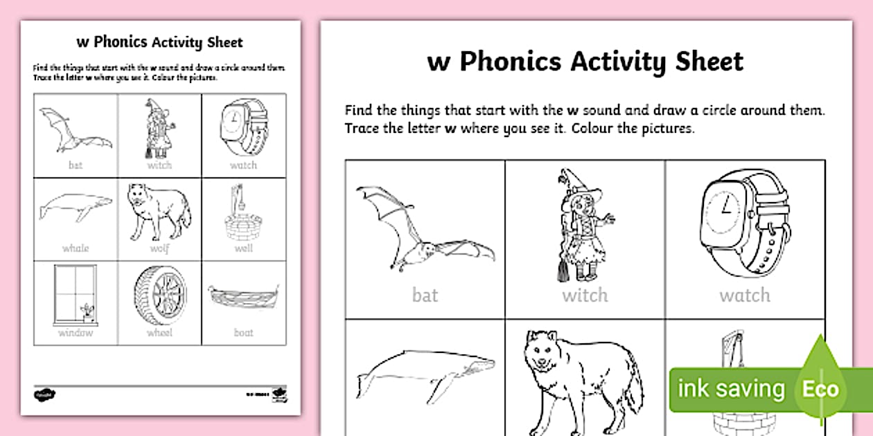 w Phonics Worksheet / Worksheet-Irish, worksheet - Twinkl