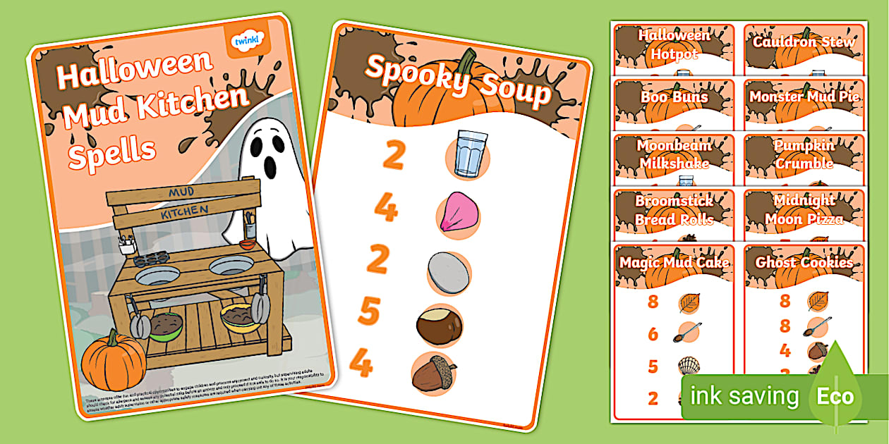 Halloween Mud Kitchen Spells - Twinkl