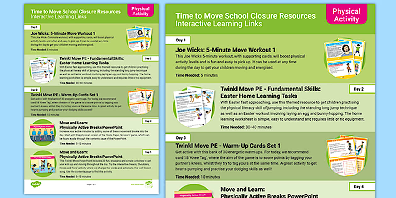 Free Physical Education Resources - Learning Links - Twinkl