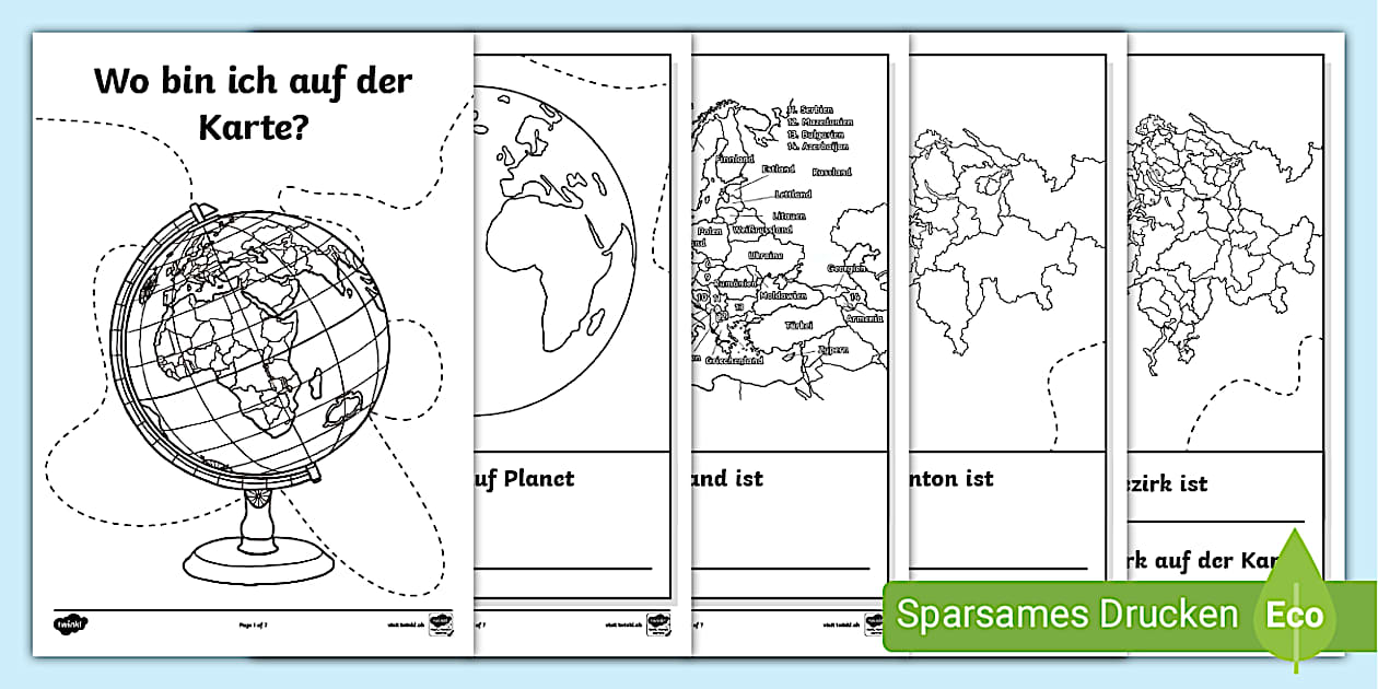 Wo bin ich auf der Karte? Schweizer Geographie KS1 - Twinkl