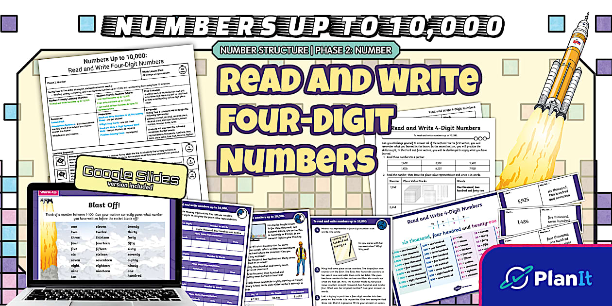 Numbers to 10,000, Read and Write Numbers Four-Digit Numbers
