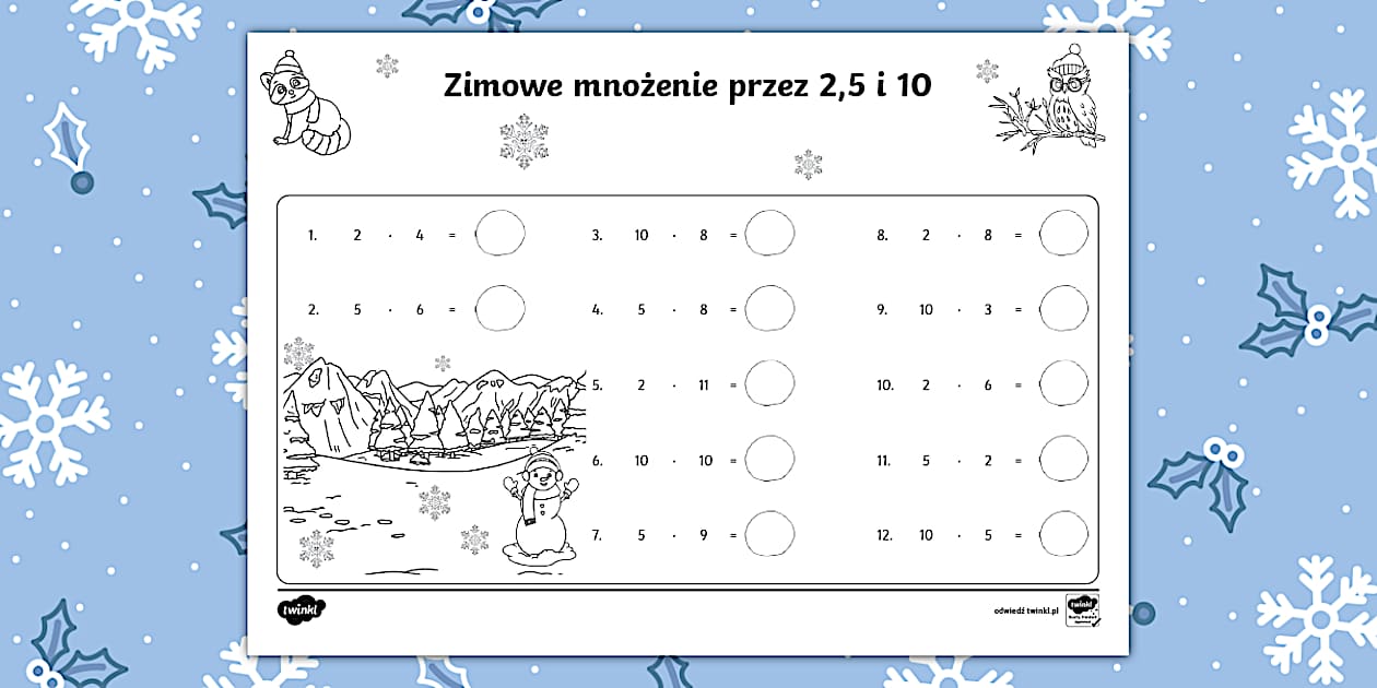 Mnożenie do 2,5,10 | Matematyka | Karta pracy - Twinkl