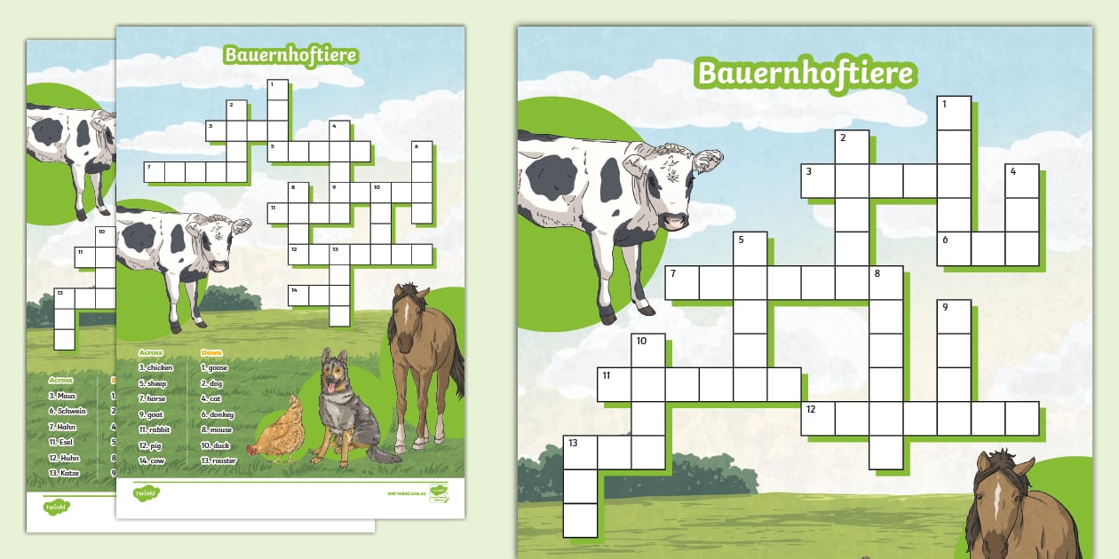 Farm Animals German Crossword