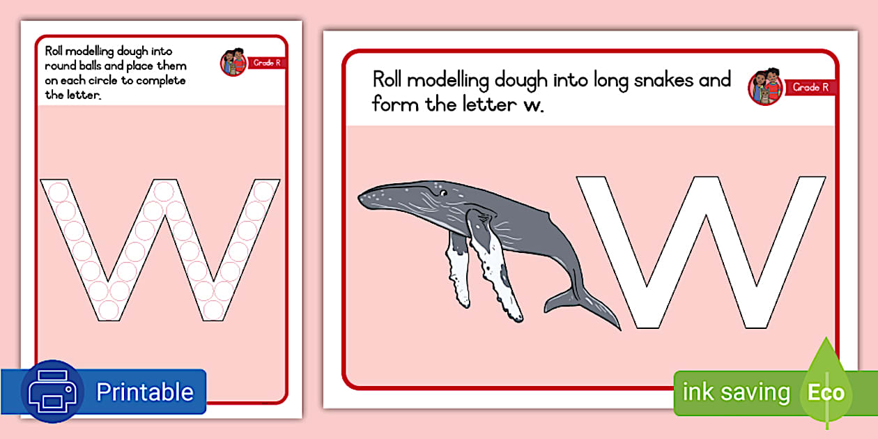 Grade R English - Phonics - Dough Mats: Letter W