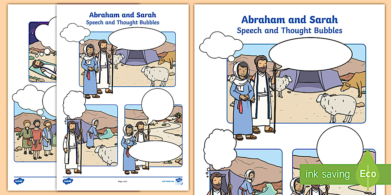 Abraham and Sarah Bible Story Speech and Thought Bubble Worksheets